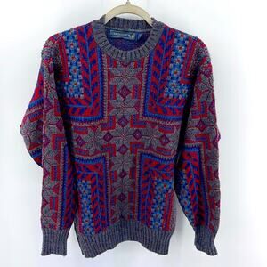 Vintage Crossings wool blend fair isle grandpa crewneck sweater sz M